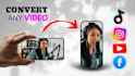 rezise or edit video from horizontal to vertical perfectly