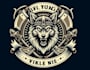 design vector illustration of wolf viking warrior logo