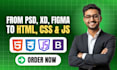 convert psd xd figma to html css js user friendly website