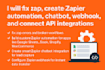 fix zap, create zapier automation, chatbot, webhook, and connect API integratio