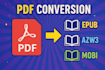 convert pdf to epub,azw3,mobi