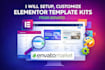 setup, customize elementor template kits from envato
