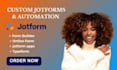 train jotform apps, online forms, typeform and google form ai chatbot automation