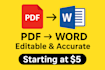 convert your PDF documents into editable word files