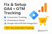 fix or setup google ads conversion tracking,  ga4 GTM ecommerce tracking
