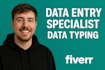 do accurate data entry, typing, web research and copy paste