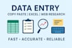 do accurate data entry, copy paste, and web research for industrial spare parts