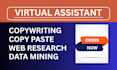 do fast accurate copywriting, copy paste, web research and data mining
