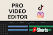 be short video editor, tik tok editor, instagram reels, youtube shorts videos
