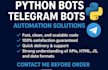 be python developer telegram bot, web scrapping telegram scraper, web automation