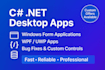 develope desktop application,c sharp, win form, dotnet