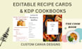 editable canva recipe cards, ebooks,  KDP cookbooks design