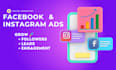 run facebook and instagram ads for likes followers engagement and awareness