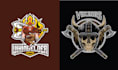 design retro vikings skull warrior emblem logo
