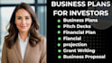 prepare business plan, proposal, pitch deck, financial plan