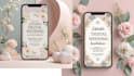 design editable digital wedding invitation template with rsvp qr code