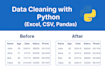 clean and prepare your dataset using python pandas, excel, CSV