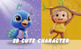 design 3d cute character, mascot or cartoon for game, animation, or 3d printing