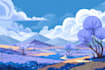 draw a flat design landscape background illustration