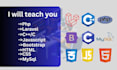 teach PHP, website development, js, HTML, react, online coding lessons