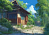do character illustration, background in anime art style