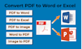 convert pdf to word, excel, image, pdf conversion
