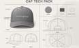 create custom cap tech pack with flat sketches measurements production details