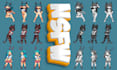 nsfw pixel sprite sheet animation, pixel art character, rpg maker, pixel art