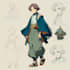 illustrate full body anime characters with dynamic poses