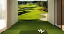 renovation contemporary golf room, green meadows,sports arena render, golf field