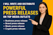 write and distribute your press release to top media outlets
