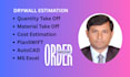 do drywall estimation material takeoff cost etimation planswift USA project