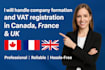 handle company formation and vat registration in canada france and UK