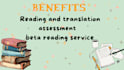 a beta reading service and translation service