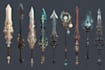 design unique fantasy, dnd, game weapons illustrations