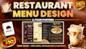 design a modern restaurant menu, food poster and cafe menu
