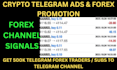 do telegram promotion for forex channel, to get 900k forex traders telegram ads