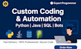 develop bots, scripts, and coding projects in java, python, c, and sql