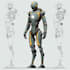 draw sci fi cyberpunk, comic robot characters