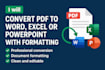 convert PDF to word, excel or powerpoint with formatting