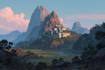 illustrate beautiful flat landscape illustration art