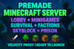 create a premade minecraft velocity server