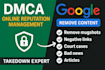 remove negative articles,false news,bad links,mugshots cases from google search