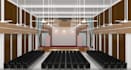 render 4k recital hall,3d auditorium hall interior, revit cgi conference hall