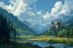 make a fantasy landscape illustration