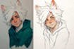 make a digital watercolor character art or furry