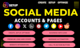 create social media accounts, setup business pages