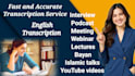transcription services in hindi urdu english