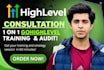 provide personalized gohighlevel consultation and go high level setup training