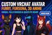create a custom vrc avatar vr character furry avatar 3d anime avatar fursona